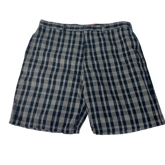 Perry Ellis 40W 40 Plaid Shorts Black American Fla - Picture 1 of 4
